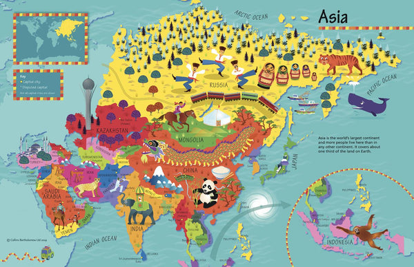 by　Asia　Shop　Wall　Children's　Collins　Map　Mapworld