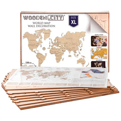 World Map Wooden Puzzle 3D XL No Frame 1200 X 800 mm