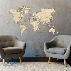 World Map Wooden Puzzle 3D XL No Frame 1200 X 800 mm