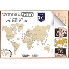 World Map Wooden Puzzle 3D XXL 2000 X 1200 mm