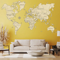 World Map Wooden Puzzle 3D XXL No Frame 2000 X 1200 mm