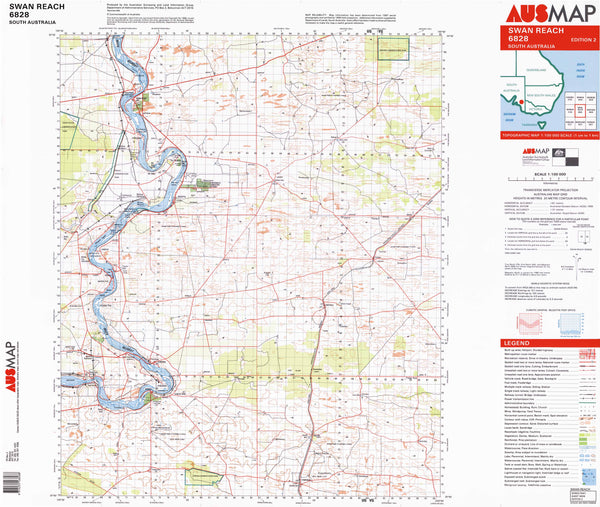 6828 Swan Reach 1:100k Topographic Map