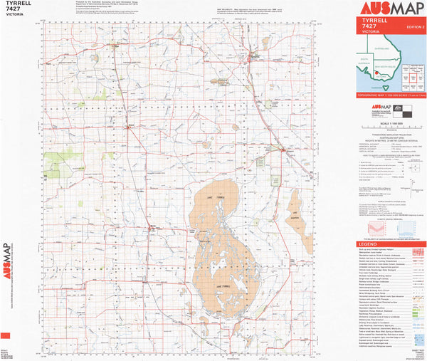 7427 Tyrrell 1:100k Topographic Map