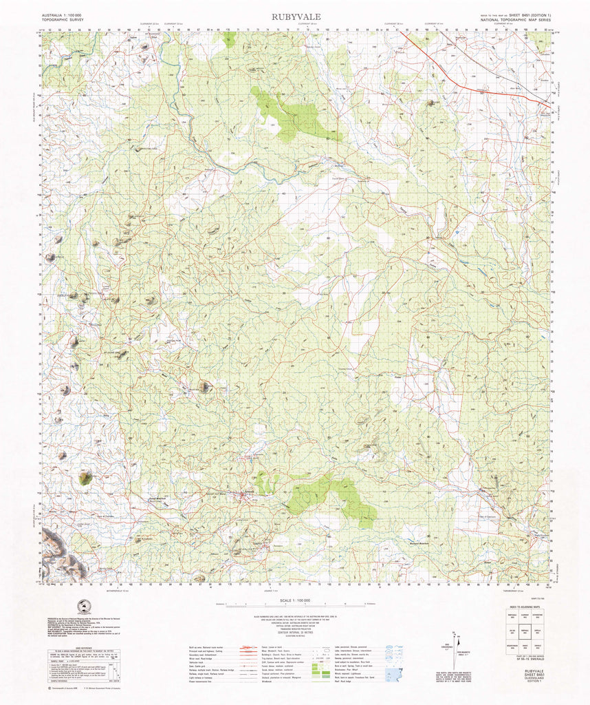 Buy 8451 Rubyvale 1:100k Topographic Map