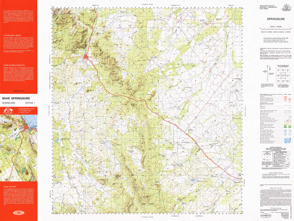 8549 Springsure 1:100k Topographic Map