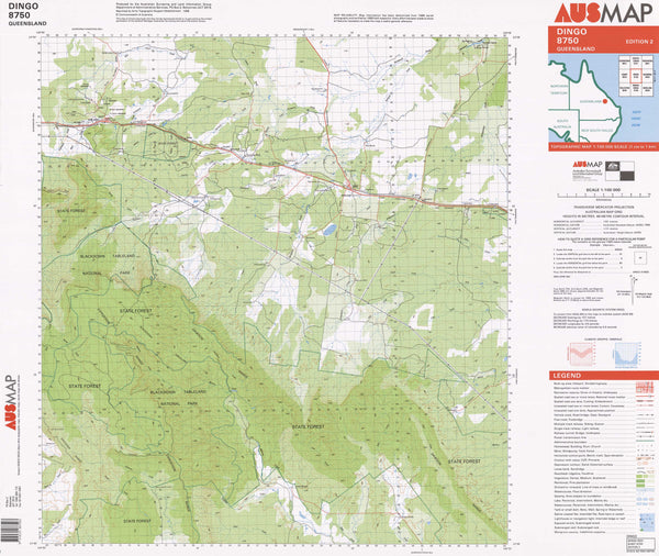 8750 Dingo 1:100k Topographic Map