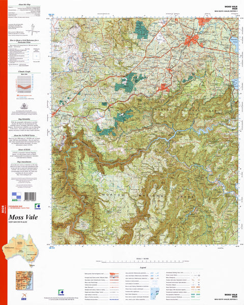 8928 Moss Vale 1:100k Topographic Map