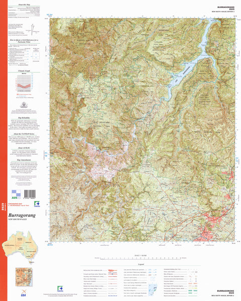 8929 Burragorang 1:100k Topographic Map