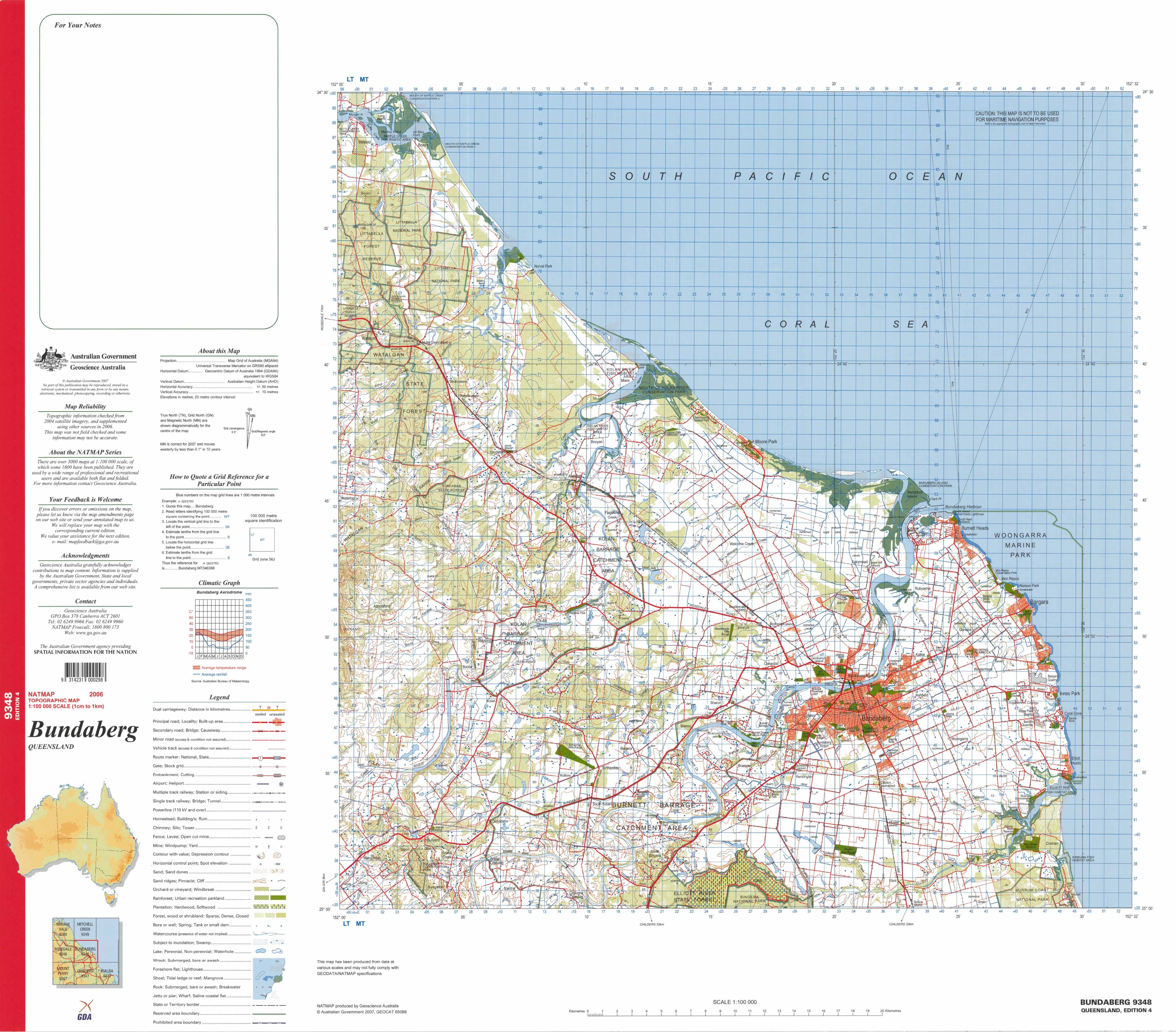 Buy 9348 Bundaberg 1:100k Topographic Map