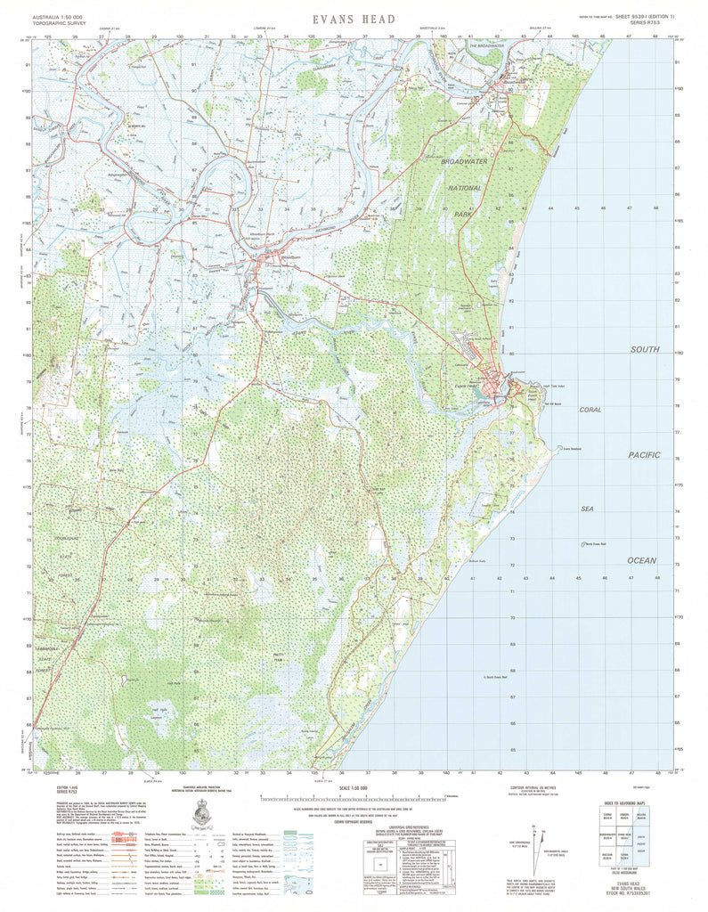 Buy 9539-1 Evans Head 1:50k Topographic Map