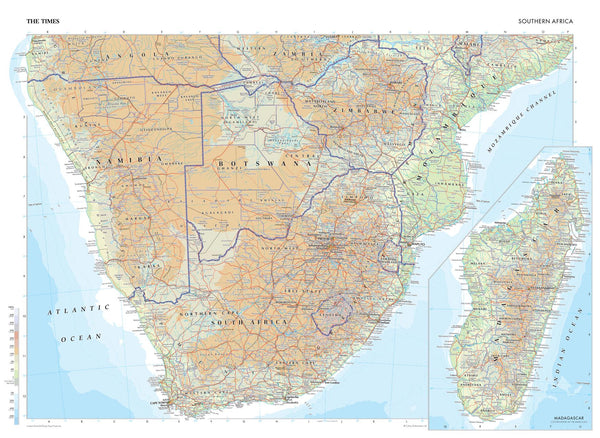 Southern Africa Wall Map from The Times