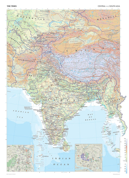 Asia Central & South Wall Map from The Times