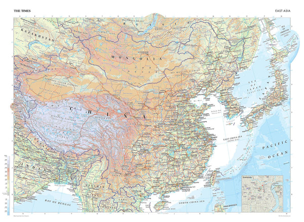 Asia East Wall Map from The Times