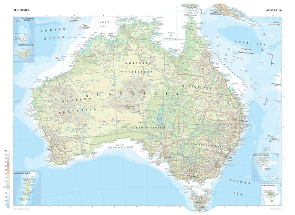 Australia Wall Map from The Times