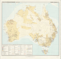 Australian Mineral Deposits Wall Map 1970