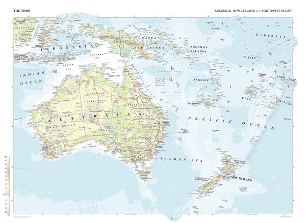 Australia, NZ & SW Pacific Wall Map from The Times