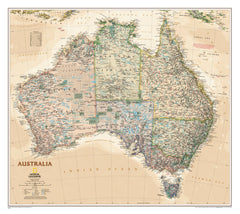 Australia Executive Antique Style National Geographic 770 x 689mm Wall Map