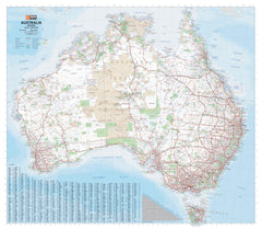 Australia Hema 1386 x 1216 mm Supermap Laminated Wall Map with Hang Rails