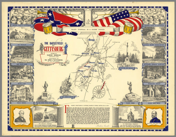 Battlefield of Gettysburg Pictorial Wall Map