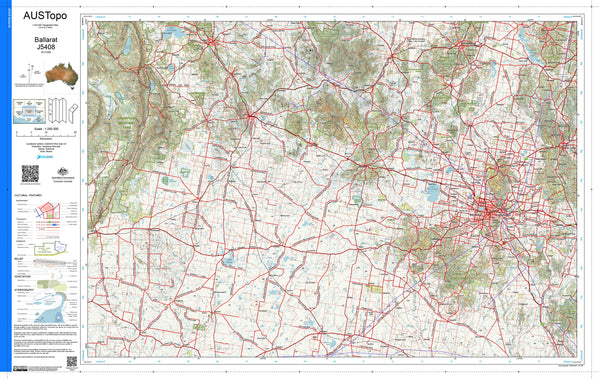 Ballarat J5408 AUSTopo 1:250,000 Map