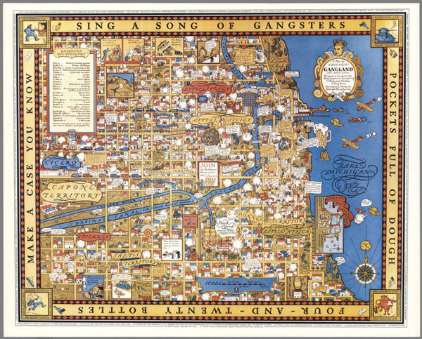 Chicago Gangland Pictorial Wall Map