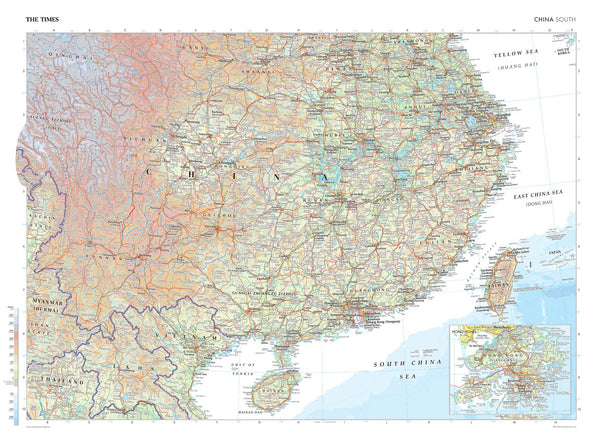 China South Wall Map from The Times