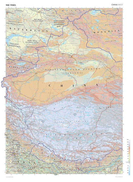 China West Wall Map from The Times