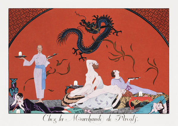 Chez la Marchande de Pavots (1920) fashion illustration in high resolution by George Barbier