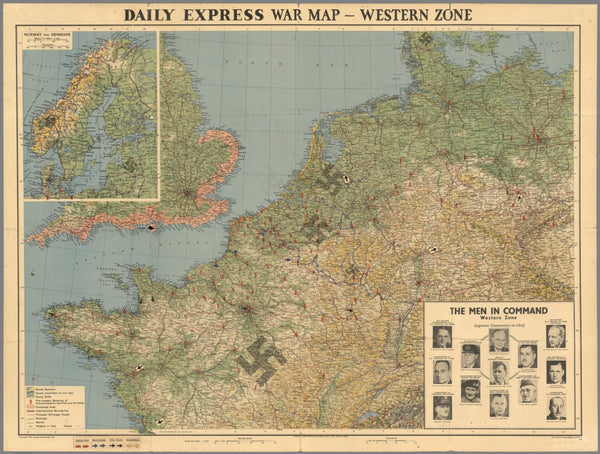 Daily Express Wall Map of Europe Western Zone