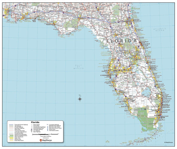 Florida State Wall Map - Map Sherpa