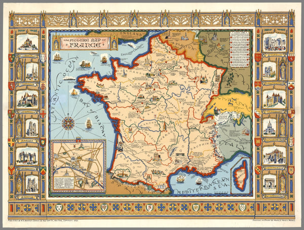 France Pictorial Wall Map