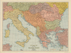 Italy & the Balkan States Historical Wall Map  1940 - H.E.C.Robinson