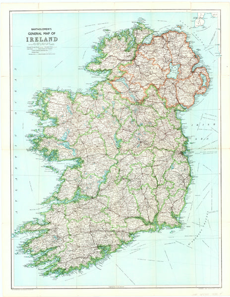 Ireland Historical Wall Map by J.Bartholomew