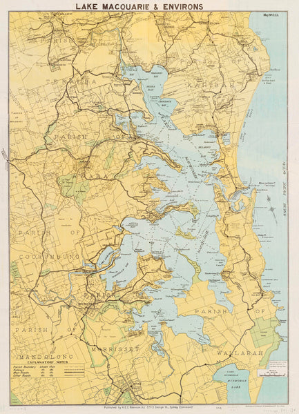 Lake Macquarie Wall Map 1935