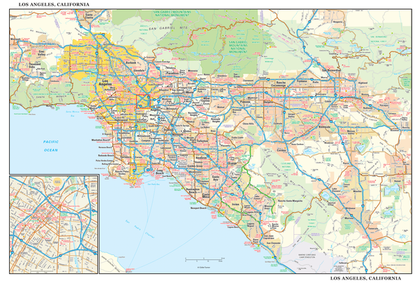 Los Angeles Wall Map