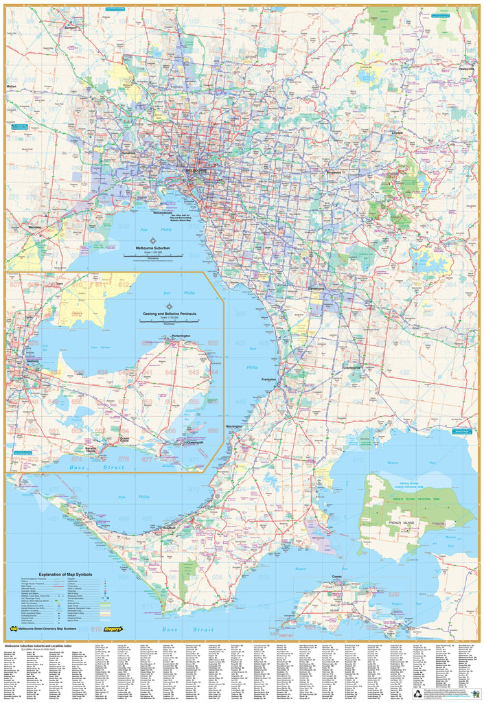 Buy UBD Melbourne Wall Map Laminated - Mapworld