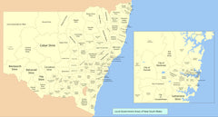 New South Wales Local Government Areas Wall Map