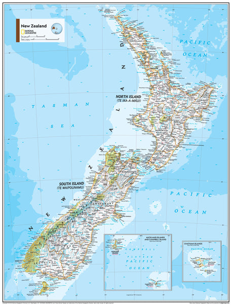 New Zealand Atlas of the World, 11th Edition, National Geographic Wall Map