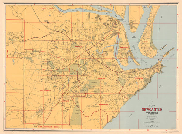 Newcastle Street & District Wall Map 1936