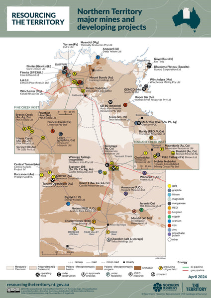 Northern Territory Mines & Developing Projects Wall Map 2024