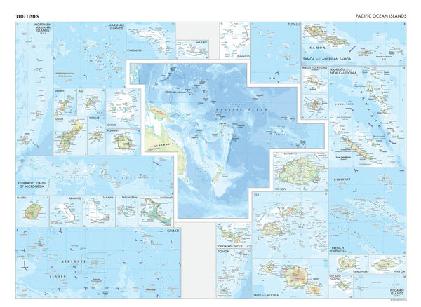 Pacific Ocean Islands Wall Map from The Times