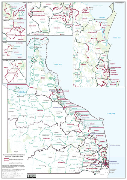 Queensland State Electoral Divisions and Local Government Areas Map 1