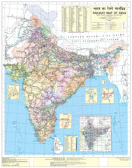 India Railways 900 x 760mm Wall Map in English