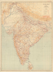 India Road Wall Map 1928