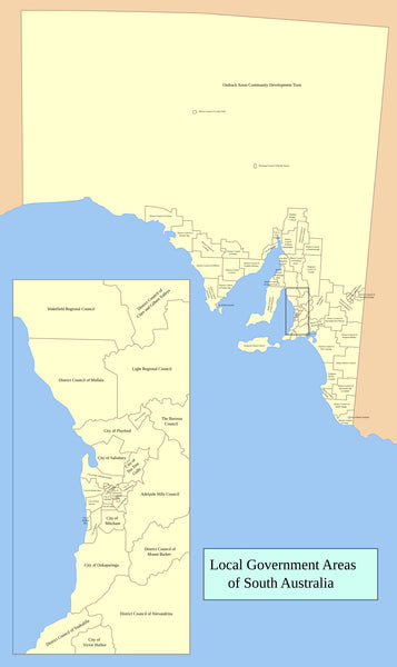 South Australia Local Government Areas Wall Map