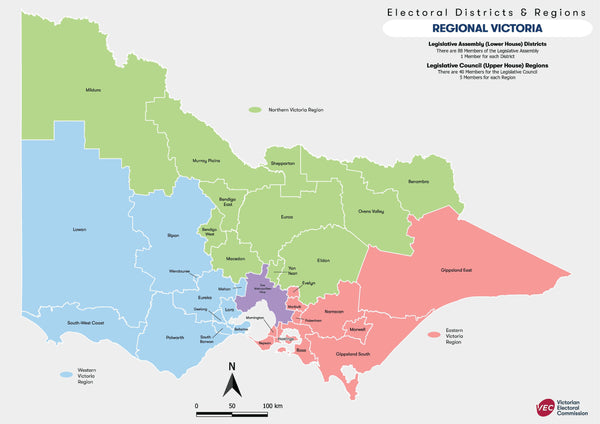 Victoria State Electoral Divisions Map - State