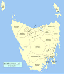 Tasmania Local Government Areas Wall Map