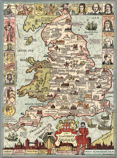 Story Map of England Pictorial Wall Map