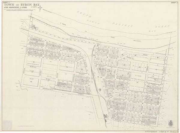 Byron Bay Town Centre Historic Wall Map 1972