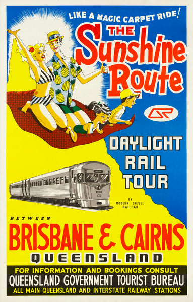 TRAVEL POSTER - Brisbane to Cairns (The Sunshine Route)